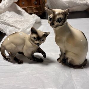 Vintage Ceramic Siamese Cat Figurines - Japan